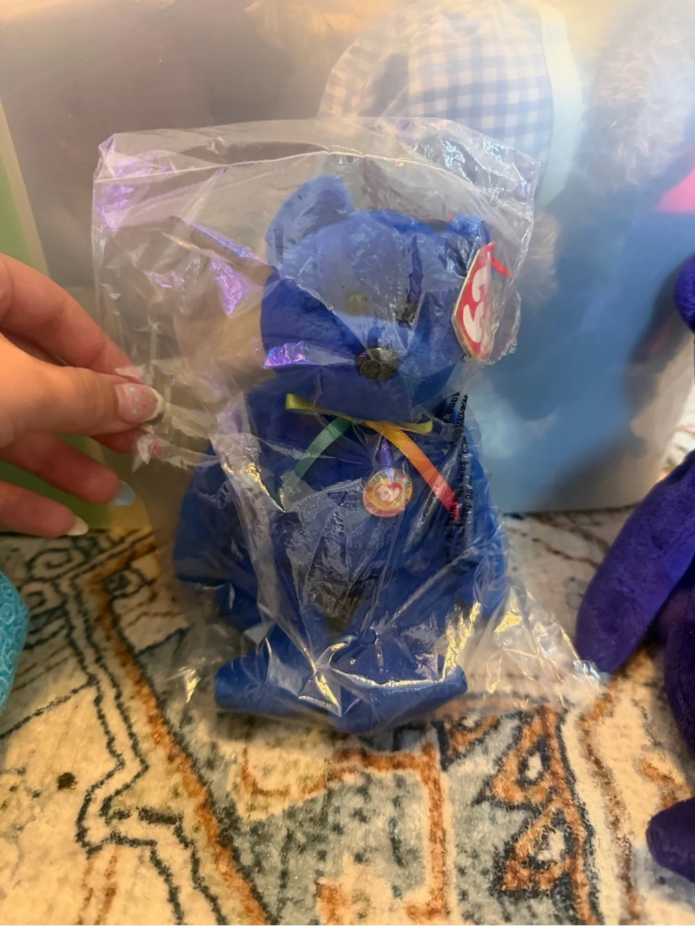 Vintage 1998 TY Beanie Baby Clubby  dark Blue Bear with Original Tags ERRORS